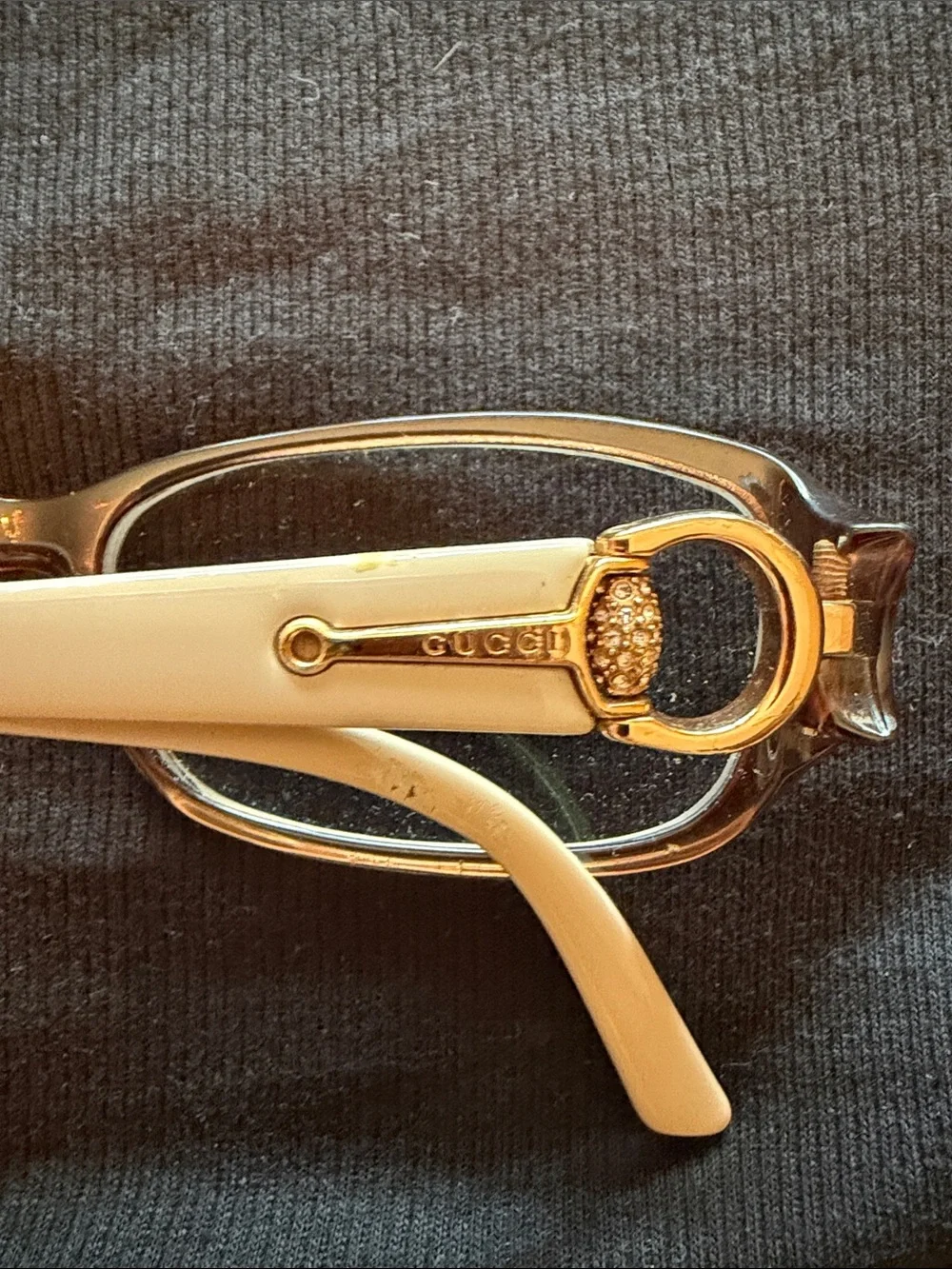 Gucci classic prescription glasses in brown and cream with crystals